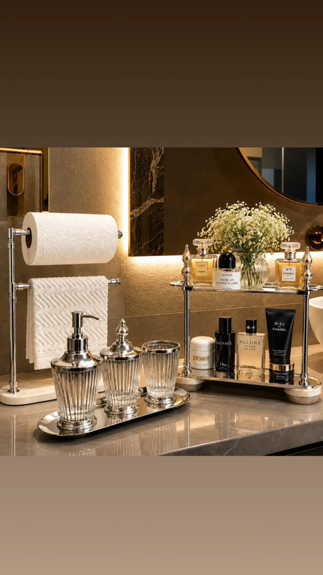 استند نظم دهنده لوازم آرایشی و عطر دو طبقه نووا (طلایی و نقرهای)